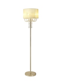 Freida French Gold-Ivory Cream Crystal Floor Lamps Diyas Modern Crystal Floor Lamps